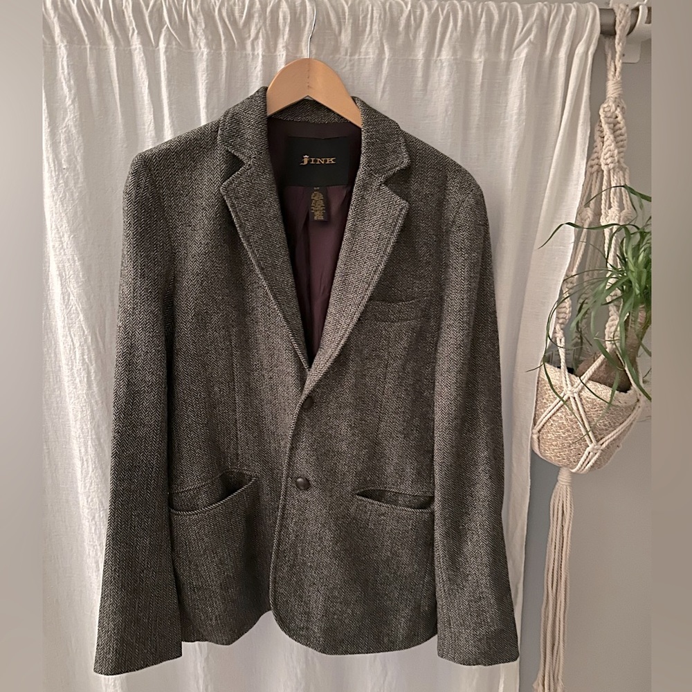Fink Gray Tweed Wool Blazer